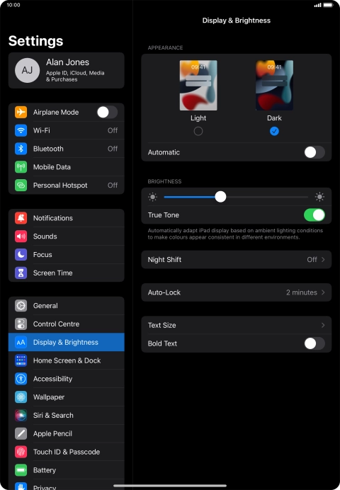 Press the indicator next to 