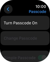 Press Turn Passcode On and key in a lock code of your own choice twice.
