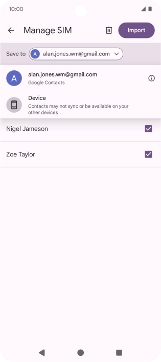 Press the required Google account.