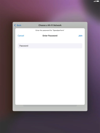 Key in the password for the Wi-Fi network and press Join. Key in the password for the Wi-Fi network and press Join.