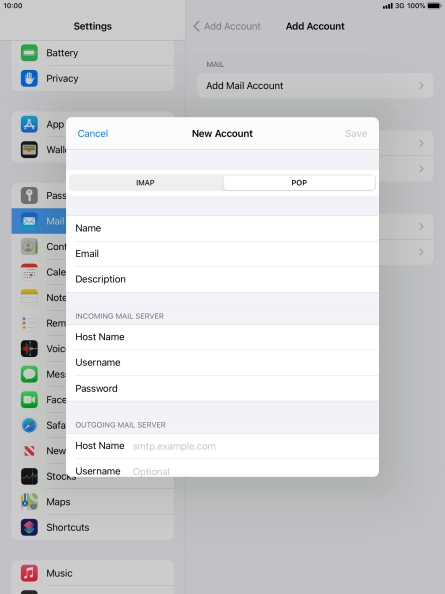 Press Host Name and key in the name of your email provider's outgoing server. Please note that if you can't send email messages when using your email provider's outgoing server, key in smtp.vodafone.net.au (Vodafone's outgoing server).
