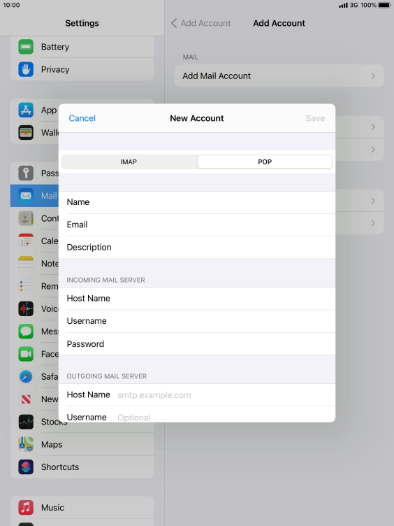 Press Host Name and key in the name of your email provider's outgoing server. Please note that if you can't send email messages when using your email provider's outgoing server, key in smtp.vodafone.net.au (Vodafone's outgoing server).