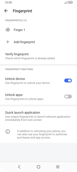 Press the indicators next to the required settings.