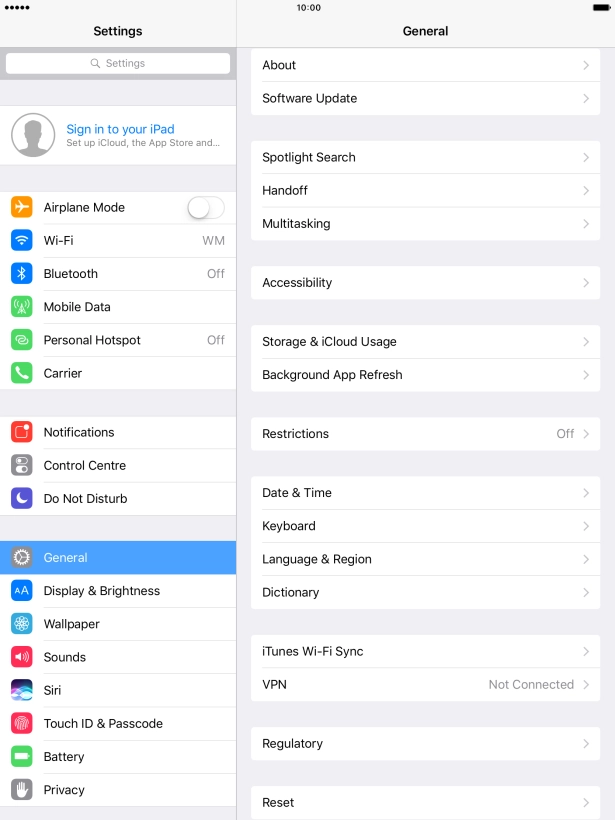 Press Software Update. If a new software version is available, it's displayed. Follow the instructions on the screen to update the tablet software.