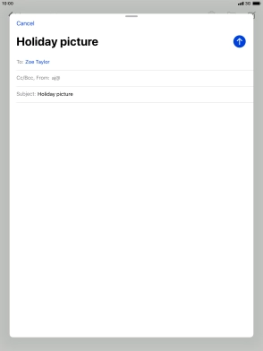 Press the text input field and write the text for your email message.