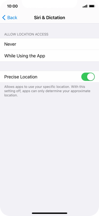 Press the required setting to turn the function on or off.