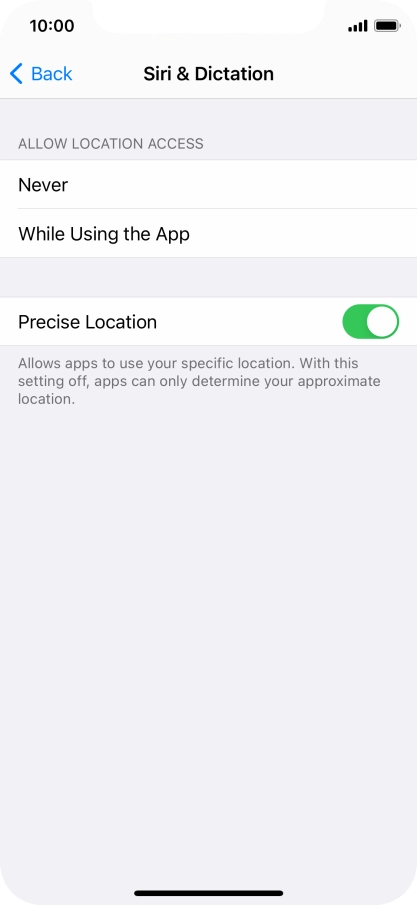 Press the required setting to turn the function on or off.