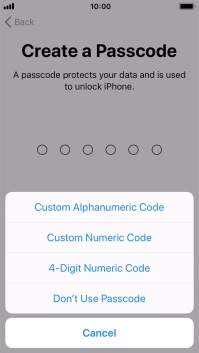 Follow the instructions on the screen to turn on use of phone lock code or press Don't Use Passcode.