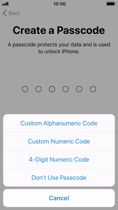 Follow the instructions on the screen to turn on use of phone lock code or press Don't Use Passcode.