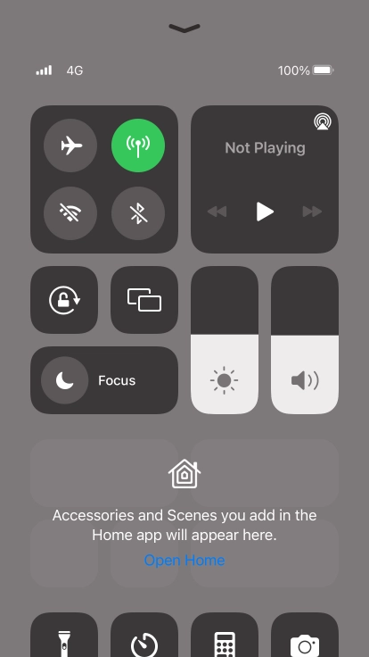 Press the flight mode icon to turn the function on or off.