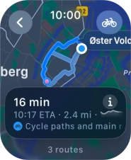 Turn the Digital Crown to see the suggested routes.