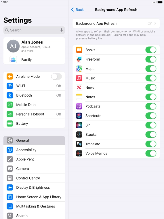 Press Background App Refresh.
