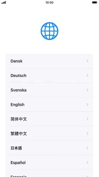 Press the required language.