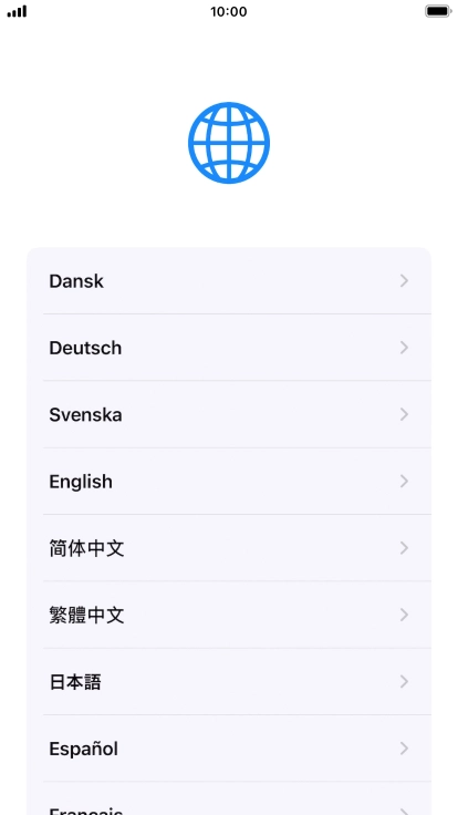 Press the required language.