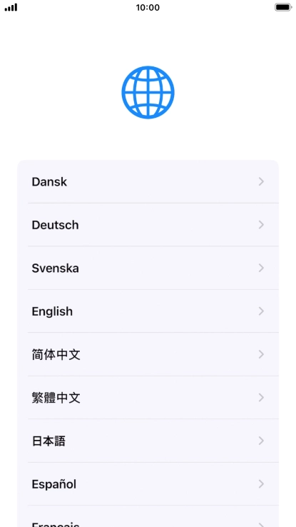 Press the required language.