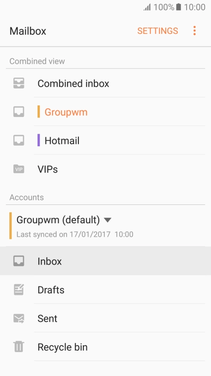 Press the required account.