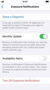 Press Turn Off Exposure Notifications.