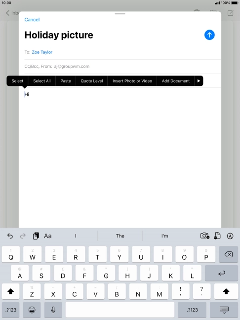 Press Insert Photo or Video and follow the instructions on the screen to attach a picture or a video clip.