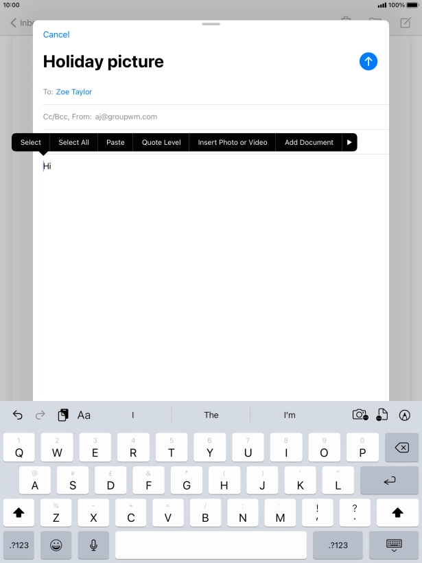Press Insert Photo or Video and follow the instructions on the screen to attach a picture or a video clip.