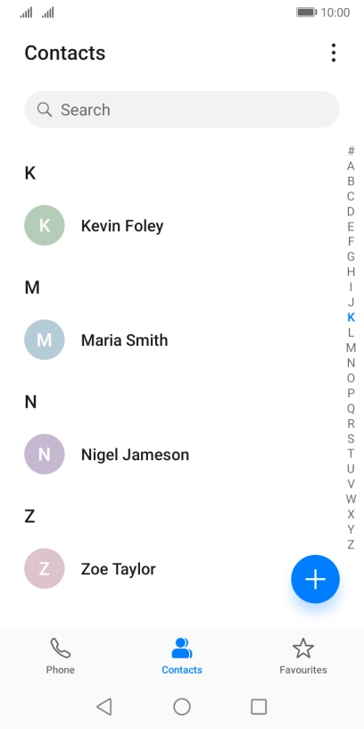Press the new contact icon.