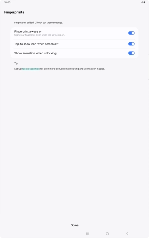 Press the indicators next to the required settings to turn them on or off.