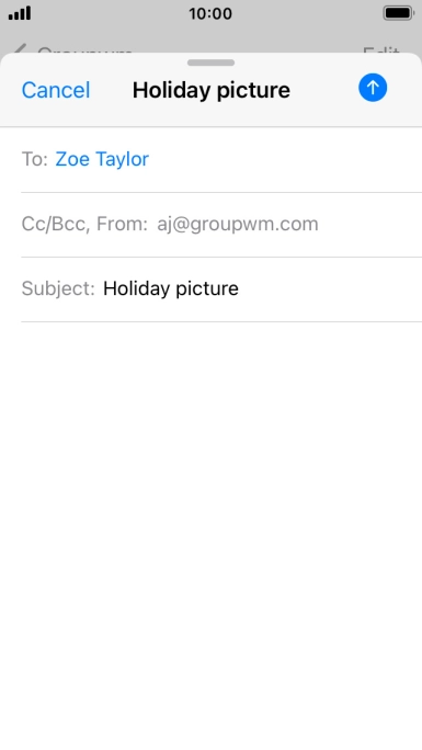 Press the text input field and write the text for your email message.