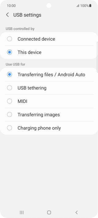 Press Transferring files / Android Auto.