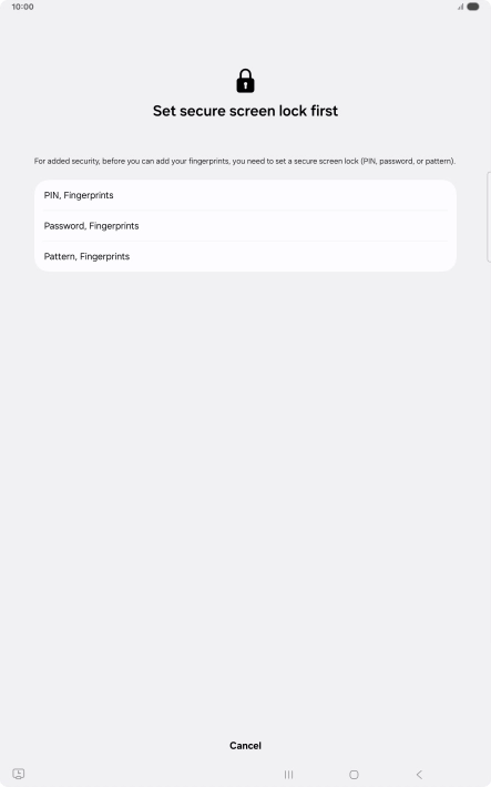 Press the required lock code and follow the instructions on the screen to create an additional lock code.