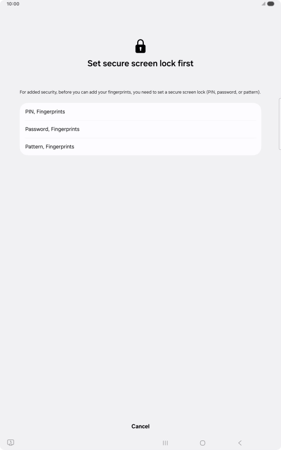 Press the required lock code and follow the instructions on the screen to create an additional lock code.