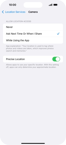 Press the required setting to turn the function on or off.