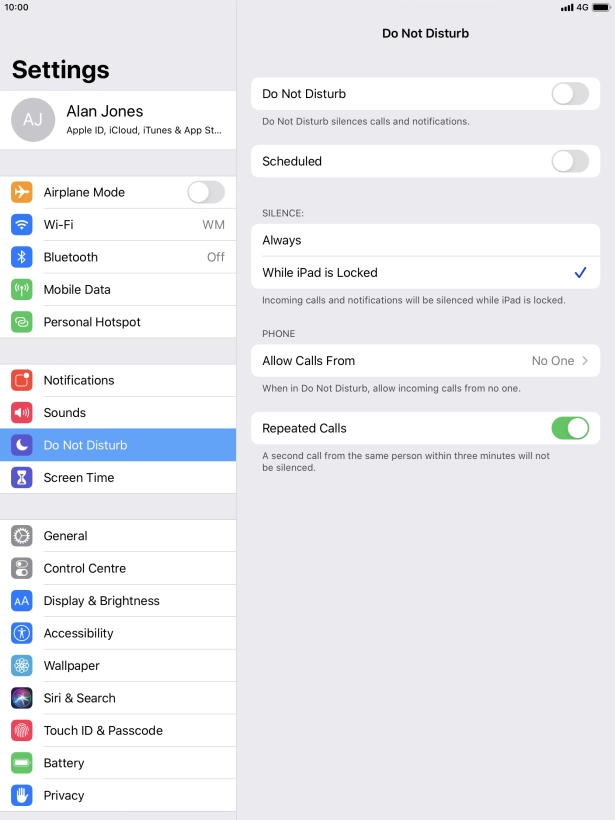 Press the indicator next to 