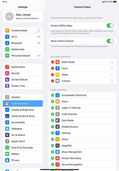 Press the indicator next to 