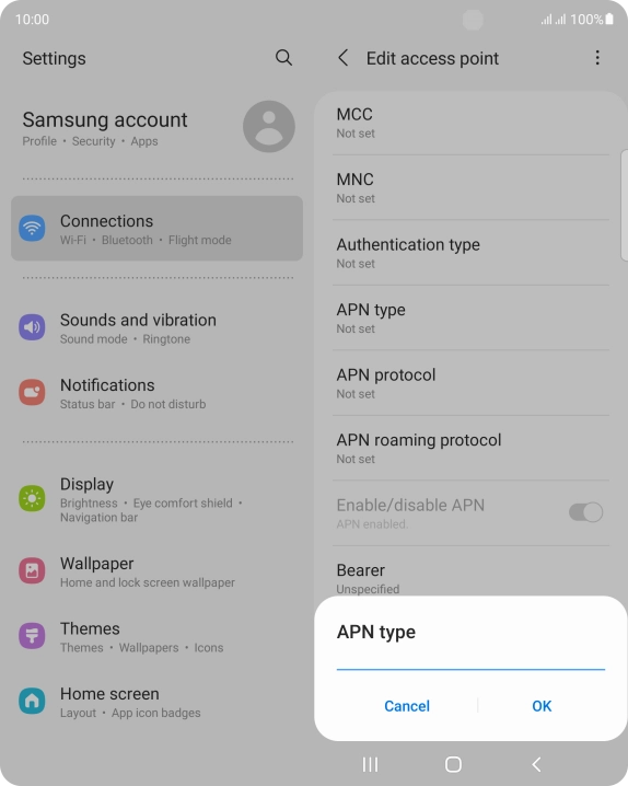 Key in default and press OK.