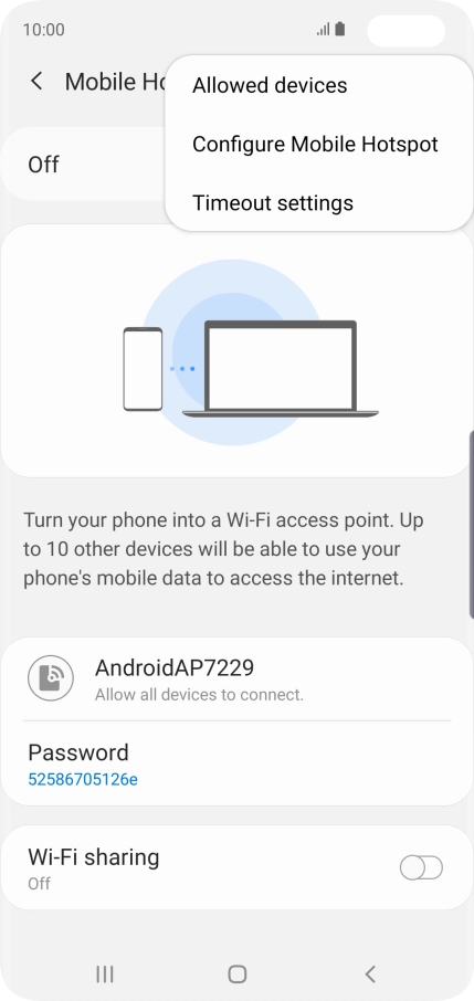 Press Configure Mobile Hotspot. Press Configure Mobile Hotspot.