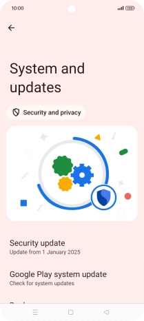 Press Security update. If a new software version is available, it's displayed. Follow the instructions on the screen to update the phone software.