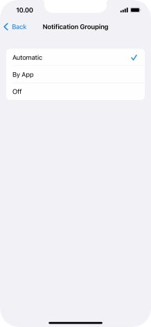 Press the required setting.