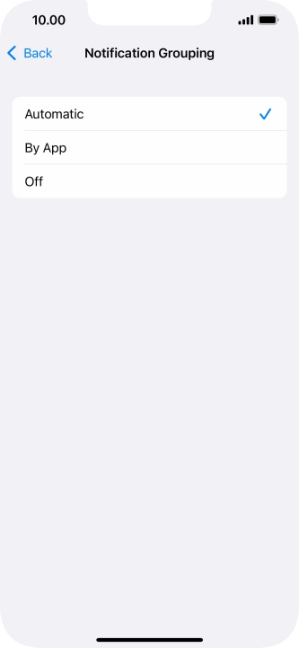 Press the required setting.