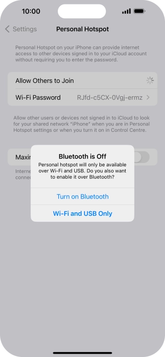 If Wi-Fi is turned on, press Wi-Fi and USB Only.