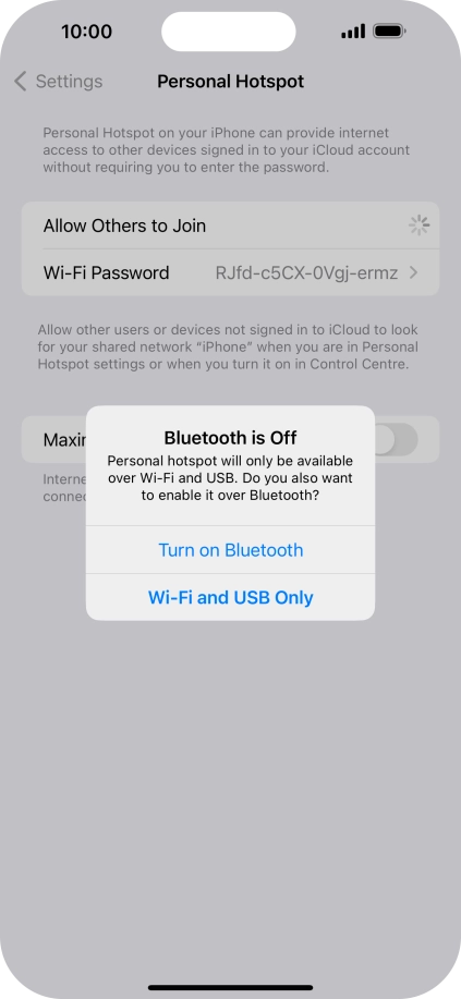 If Wi-Fi is turned on, press Wi-Fi and USB Only.