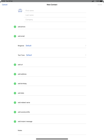 Press First name and key in the first name.