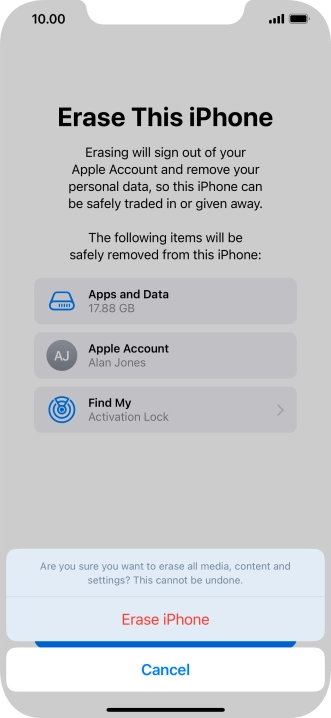 Press Erase iPhone.