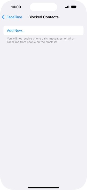 Press Add New... and follow the instructions on the screen to block a contact.