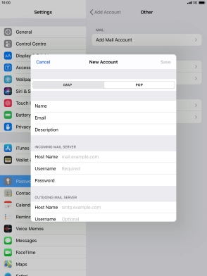Press Host Name and key in the name of your email provider's incoming server.