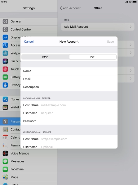 Press Host Name and key in the name of your email provider's incoming server.