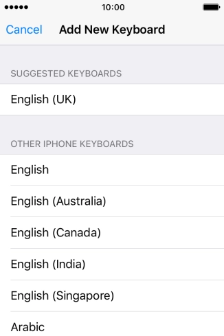 Press the required language to add it.