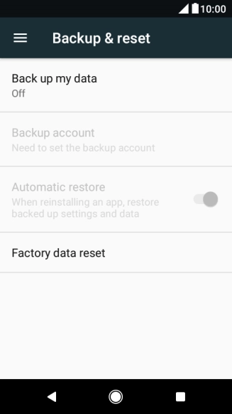 Press Factory data reset.