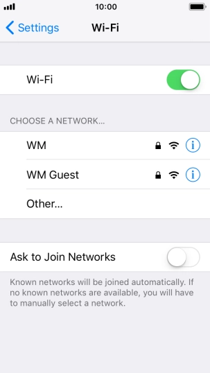 Press the required Wi-Fi network and key in the password for the Wi-Fi network.