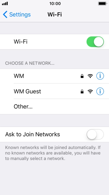 Press the required Wi-Fi network and key in the password for the Wi-Fi network.