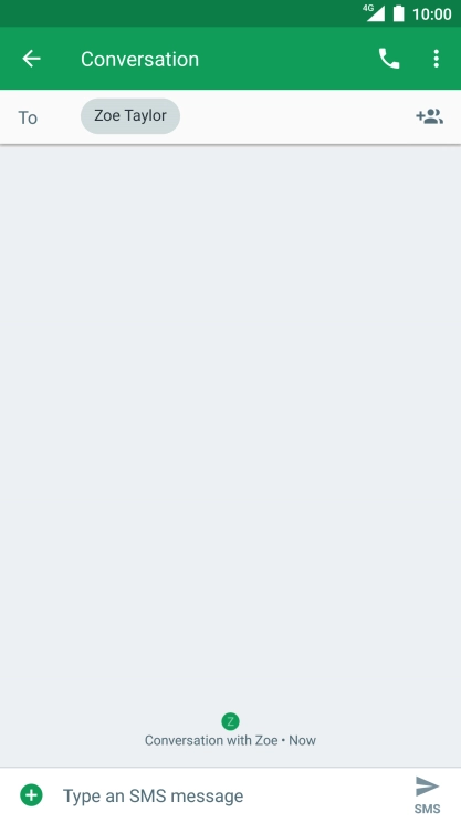 Press the text input field and write the text for your text message.