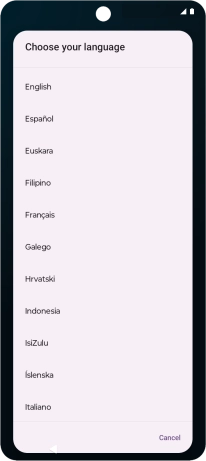 Press the required language.